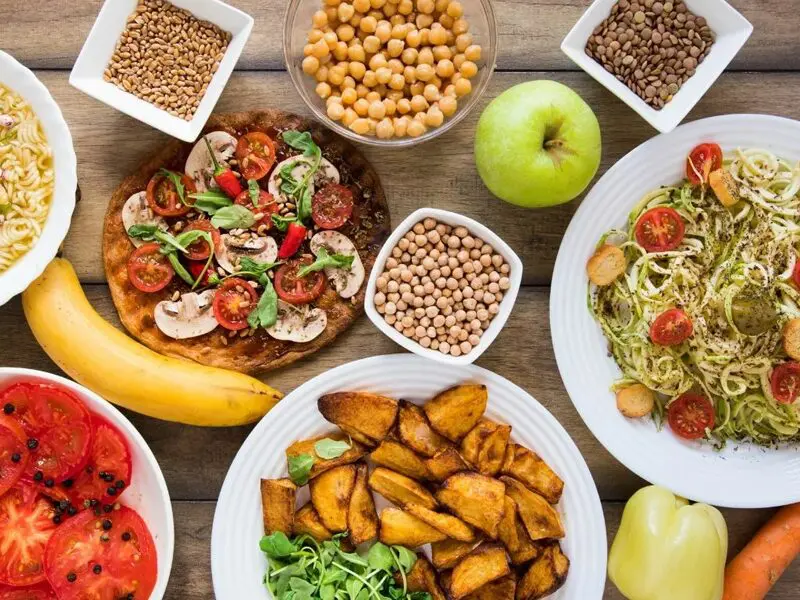 A table filled with different types of food.