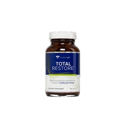 A bottle of total restore is shown.